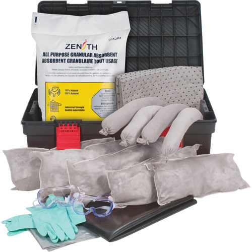 Trousses contre les d&eacute;versements dans une boîte &agrave; outils, Universel, Bac, Absorbance de 31 gal. US O-Max