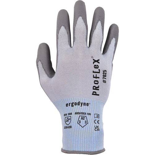 ProFlex 7025 Cut-Resistant Gloves, Size X-Large, 18 Gauge, Polyurethane Coated, Nylon/HPPE/Spandex Shell, ASTM ANSI Level A2/EN 388 Level B O-Max