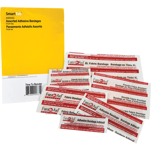 Recharge de bandages adh&eacute;sifs SmartCompliance, Assorti, Tissu/Plastique, Non st&eacute;rile O-Max