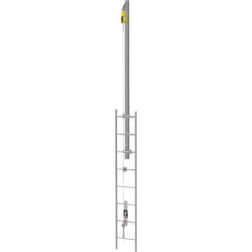 Ensemble de c&acirc;bles de s&eacute;curit&eacute; pour &eacute;chelle verticale Latchways avec avec potence de rallonge pour &eacute;chelle verticale SRL, Acier inoxydable O-Max