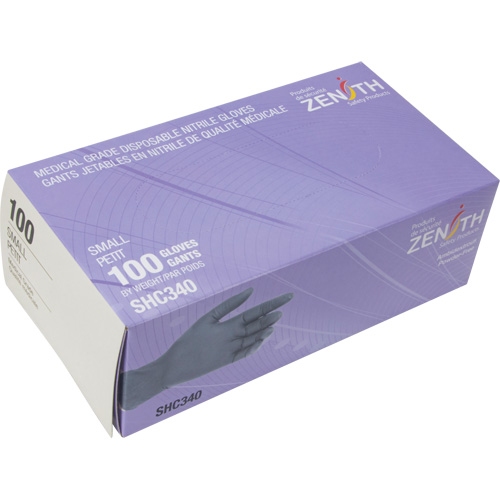 Medical Grade Disposable Gloves, Small, Nitrile, 6-mil, Powder-Free, Black, Class 2 O-Max