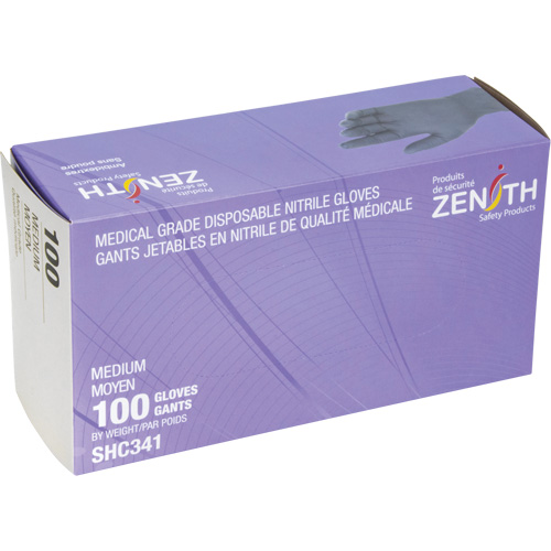 Medical Grade Disposable Gloves, Medium, Nitrile, 6-mil, Powder-Free, Black, Class 2 O-Max