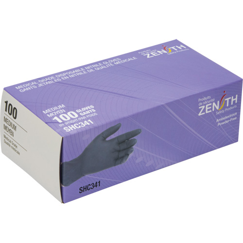 Medical Grade Disposable Gloves, Medium, Nitrile, 6-mil, Powder-Free, Black, Class 2 O-Max