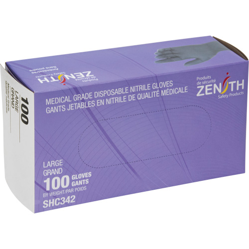 Medical Grade Disposable Gloves, Large, Nitrile, 6-mil, Powder-Free, Black, Class 2 O-Max