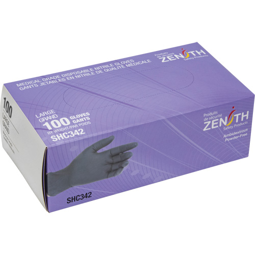 Medical Grade Disposable Gloves, Large, Nitrile, 6-mil, Powder-Free, Black, Class 2 O-Max