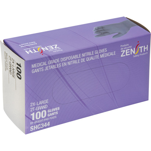 Medical Grade Disposable Gloves, 2X-Large, Nitrile, 6-mil, Powder-Free, Black, Class 2 O-Max