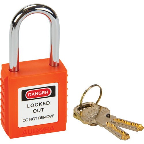 Verrouillage pour les consignations, Cadenas de s&eacute;curit&eacute;, Cl&eacute;s diff&eacute;rentes, Thermoplastique, Largeur de 1-1/2" O-Max