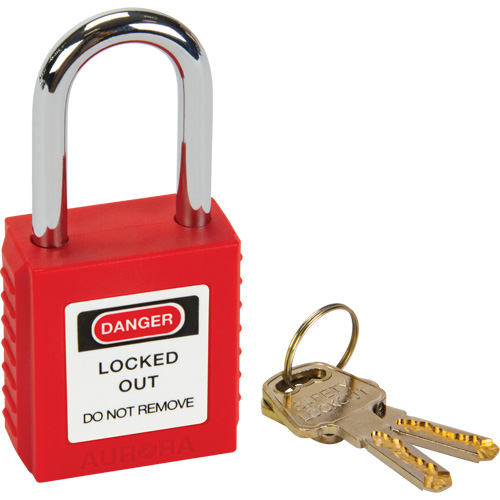 Lock for Lockouts, Safety Padlock, Keyed Different, Thermoplastic, 1-1/2" Width O-Max