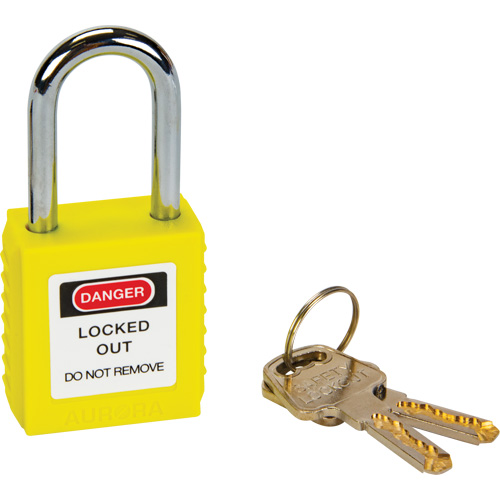 Verrouillage pour les consignations, Cadenas de s&eacute;curit&eacute;, Cl&eacute;s diff&eacute;rentes, Thermoplastique, Largeur de 1-1/2" O-Max