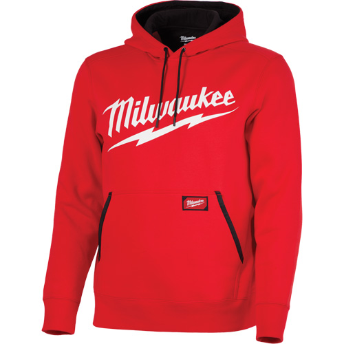 Chandail &agrave; capuchon de poids moyen avec logo Milwaukee, Hommes, Petit, Rouge O-Max