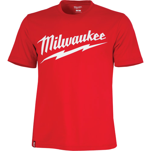 Chandail &agrave; manches courtes tr&egrave;s r&eacute;sistant avec logo Milwaukee, Hommes, Petit, Rouge O-Max