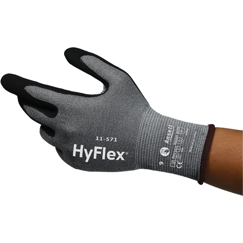 Gants anti-coupures HyFlex 11-571, Taille 5, Calibre 15, Rev&ecirc;tement Nitrile, Enveloppe en Nylon/PEHP/Spandex, ASTM ANSI niveau A4/EN 388 niveau D O-Max