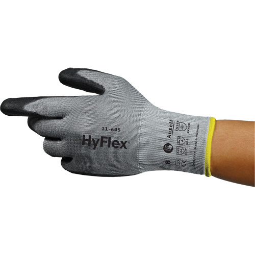 Gants anti-coupures HyFlex 11-645, Taille 5, Calibre 13, Rev&ecirc;tement Polyur&eacute;thane, Enveloppe en Intercept, ASTM ANSI niveau A4/EN 388 niveau D O-Max