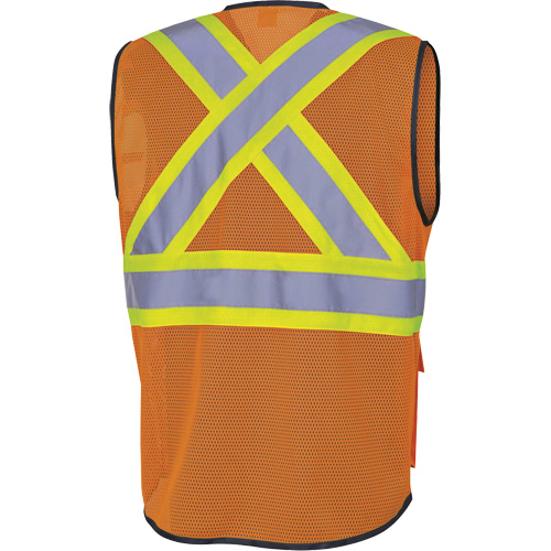 6960 Front Mesh Safety Vest, High Visibility Orange, Medium, Polyester O-Max