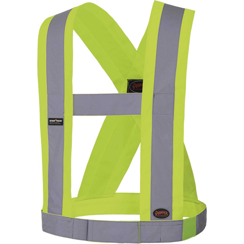 5492 Bretelles de s&eacute;curit&eacute; r&eacute;glable de 4" de large, R&eacute;pond ou surpasse la norme CSA Z96 classe 2 - niveau 2, Jaune lime haute visibilit&eacute;, Couleur r&eacute;fl&eacute;chissante Argent, Taille unique O-Max
