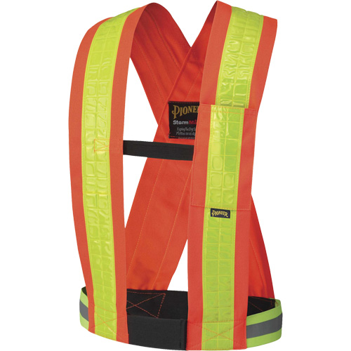 5593 Bretelles de s&eacute;curit&eacute;, Orange haute visibilit&eacute;, Couleur r&eacute;fl&eacute;chissante Jaune, Taille unique O-Max