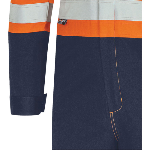 7702BB Combinaison de s&eacute;curit&eacute; FR-Tech 2 tons, Taille 36, Bleu marin/Orange, 10 cal/cm² O-Max