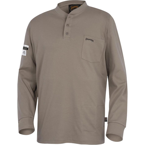 331 Chandail Henley en tricot interlock ignifuge, Petit, Beige O-Max
