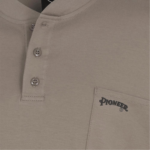 331 Chandail Henley en tricot interlock ignifuge, Petit, Beige O-Max