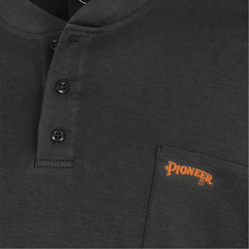 332 Chandail Henley en tricot interlock ignifuge, Petit, Noir O-Max