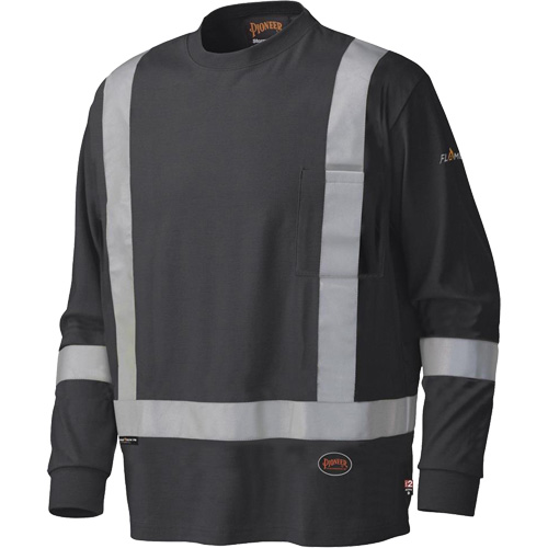 340SFA Chemise de s&eacute;curit&eacute; &agrave; manches longues ignifuge, Petit, Noir O-Max
