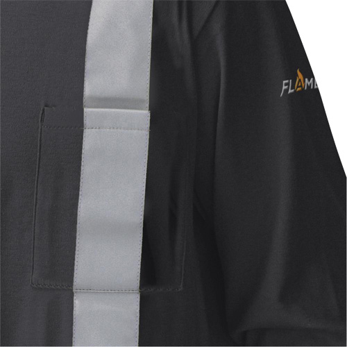 340SFA Chemise de s&eacute;curit&eacute; &agrave; manches longues ignifuge, Petit, Noir O-Max