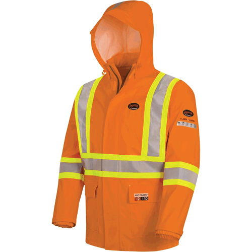 5880 Manteau de pluie ignifuge et protection contre les &eacute;clats d'arc &eacute;lectrique, T-petit, Orange haute visibilit&eacute;, 10 cal/cm² O-Max