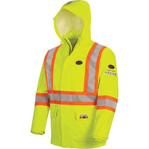 5881 Manteau de pluie ignifuge et protection contre les &eacute;clats d'arc &eacute;lectrique, T-petit, Jaune haute visibilit&eacute;, 10 cal/cm² O-Max