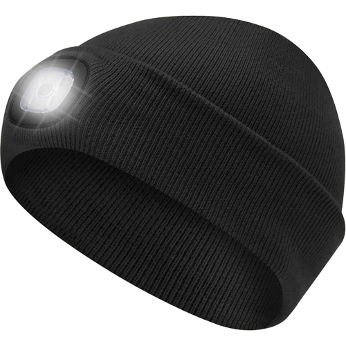 5678 Knit Toque with LED Headlight, Fleece Lining, One Size, Black O-Max