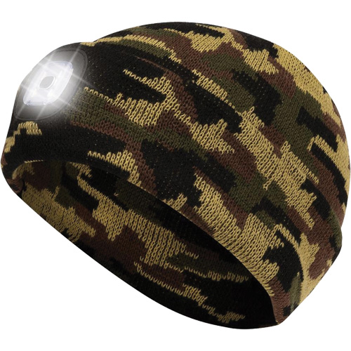 5677 Knit Toque with LED Headlight, Fleece Lining, One Size, Camo O-Max
