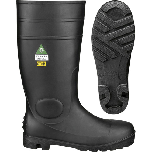 1022 Safety Boots, PVC, Steel Toe, Size 10, Puncture Resistant Sole O-Max