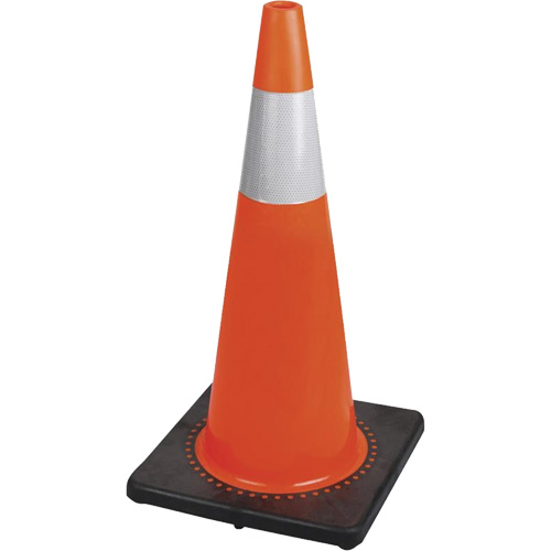 183N C&ocirc;ne de s&eacute;curit&eacute; flexible de premi&egrave;re qualit&eacute;, 28", Orange, Bande(s) r&eacute;fl&eacute;chissante(s) 4" O-Max