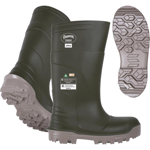 B105FUL.GR Pioneer Ultra Boots, Polyurethane, Steel/Composite Toe, Size 6, Puncture Resistant Sole O-Max
