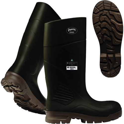 B405FUL.GR Pioneer Steel Plate Boots, Polyurethane, Steel Toe, Size 4, Puncture Resistant Sole O-Max