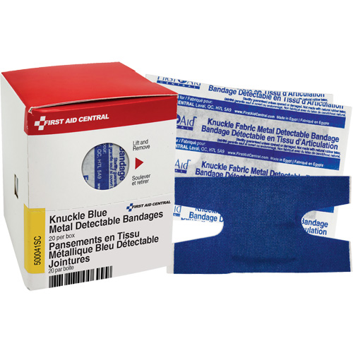 Knuckle Blue Detectable Bandages, Knuckle, Fabric Metal Detectable, Sterile O-Max
