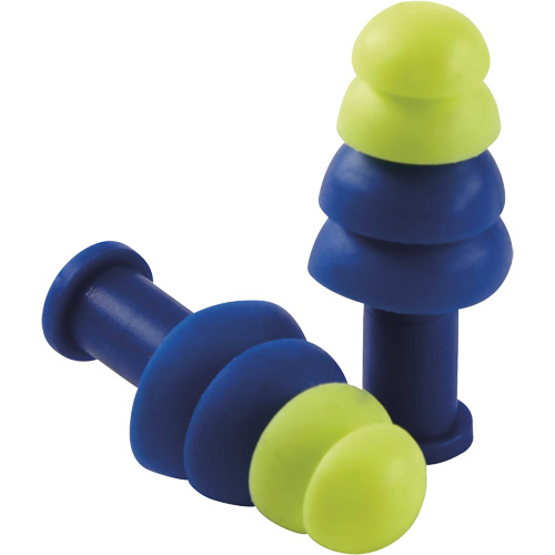 Bouchons doreille coniques r&eacute;utilisables, Sans cordon, Vrac - Boîte, 27 dB NRR, Taille unique O-Max