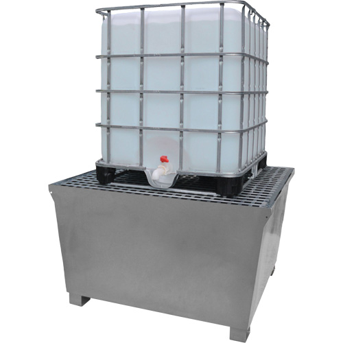 Ultra-IBC Spill Pallet en acier, Capacit&eacute; de d&eacute;versement 370 gal. US, 57,6" x 34,7" x 56,9" O-Max