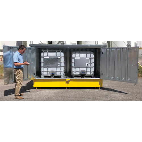 Ultra-Twin IBC en acier avec couvercle rigide, 123,4" lo x 73,4" la x 66,4" h, Capacit&eacute; de charge 12250 lb O-Max