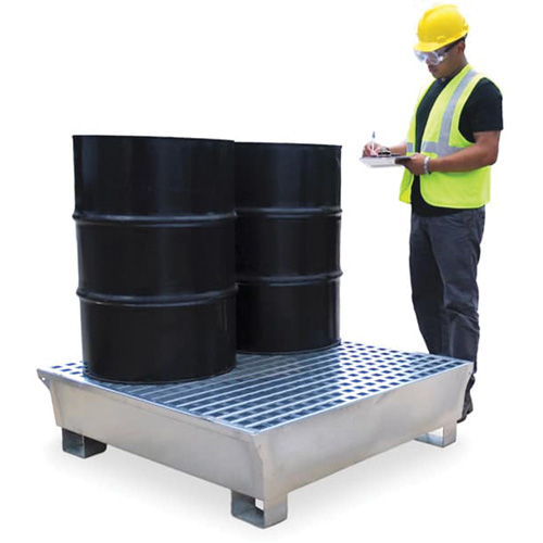 4-Drum Steel Ultra-Spill Pallet&reg;, 68 US gal. Spill Capacity, 49.1" x 47.1" x 10.9" O-Max