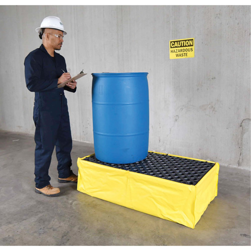 2-Drum Flexible Ultra-Spill Pallet&reg;, 66 US gal. Spill Capacity, 48" x 24" x 14" O-Max