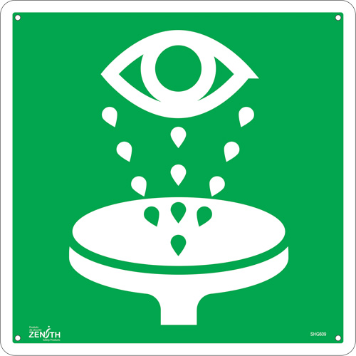 Eye Wash CSA Standard Safety Sign, 12" x 12", Aluminum, Pictogram O-Max