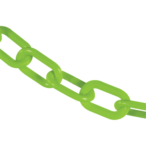 Chaîne de s&eacute;curit&eacute; en plastique robuste, Vert, Maillon de 2", 100' de long O-Max