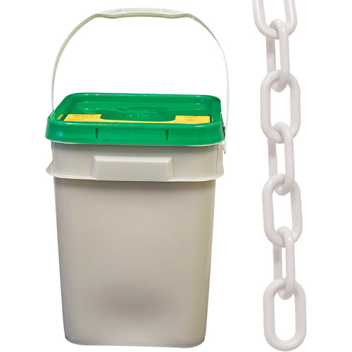 Chaîne de s&eacute;curit&eacute; en plastique robuste, Blanc, Maillon de 2", 120' de long O-Max