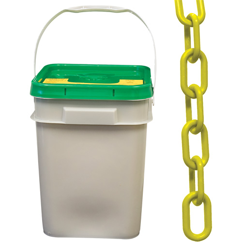 Chaîne de s&eacute;curit&eacute; en plastique robuste, Jaune, Maillon de 2", 120' de long O-Max