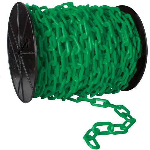Chaîne de s&eacute;curit&eacute; en plastique robuste, Jaune, Maillon de 2", 100' de long O-Max