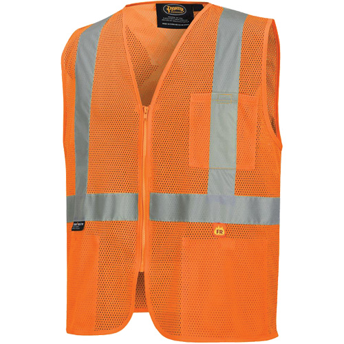 6943 Gilet de s&eacute;curit&eacute; &agrave; mailles ignifuge, Orange haute visibilit&eacute;, Petit, Polyester O-Max