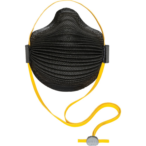 Masques jetables AirWave s&eacute;rie M noirs avec SmartStrap et embout int&eacute;grale en mousse, N95, Certifi&eacute; NIOSH, Moyen/grand O-Max