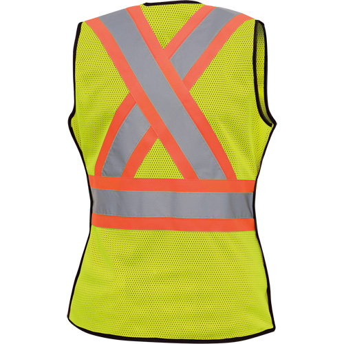 489 Women's High-Visibility Safety Tear-Away Vest, High Visibility Lime-Yellow, X-Small, Polyester O-Max
