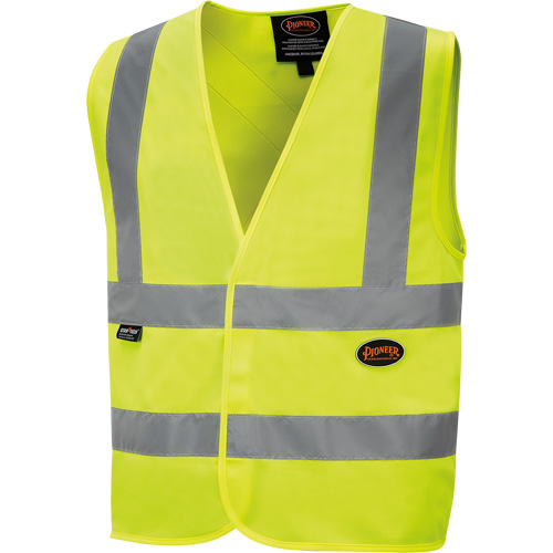 6886 Veste de s&eacute;curit&eacute; haute visibilit&eacute; en tricot chaîne, Jaune lime haute visibilit&eacute;, Petit, Polyester O-Max