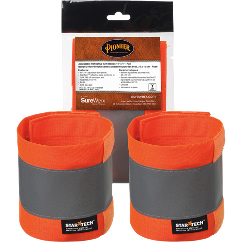 140A High-Visibility Orange Adjustable 14" X 4" Reflective Armband O-Max